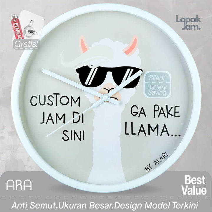 Jam Dinding Analog Custom ARA Putih &amp; Jarum 249-169 Putih MJD 6168 JDARCSTM168-RPUTJPUT249-169-M6168