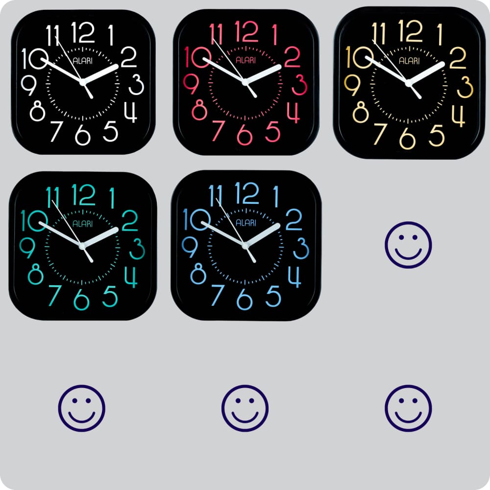 Jam Dinding Analog Polos Minimalis Alari Hitam Biru JDALARAL1221-5454HITBIR