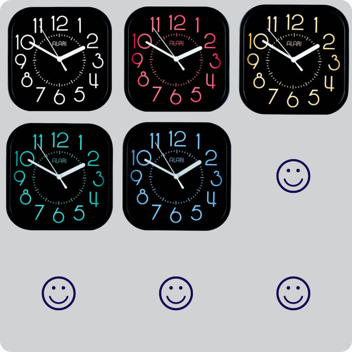 Jam Dinding Analog Polos Minimalis Alari Hitam Biru JDALARAL1221-5454HITBIR