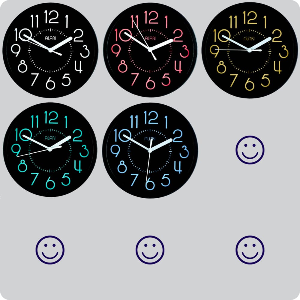 Jam Dinding Analog Polos Minimalis Alari Hitam Biru JDALARAL1221-1668HITBIR