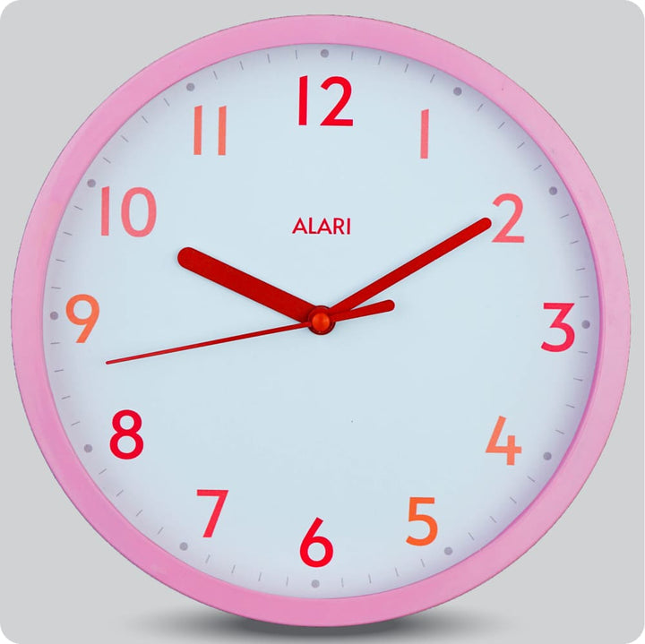Jam Dinding Analog Polos Minimalis Alari Pink JDALARAL6168PIN
