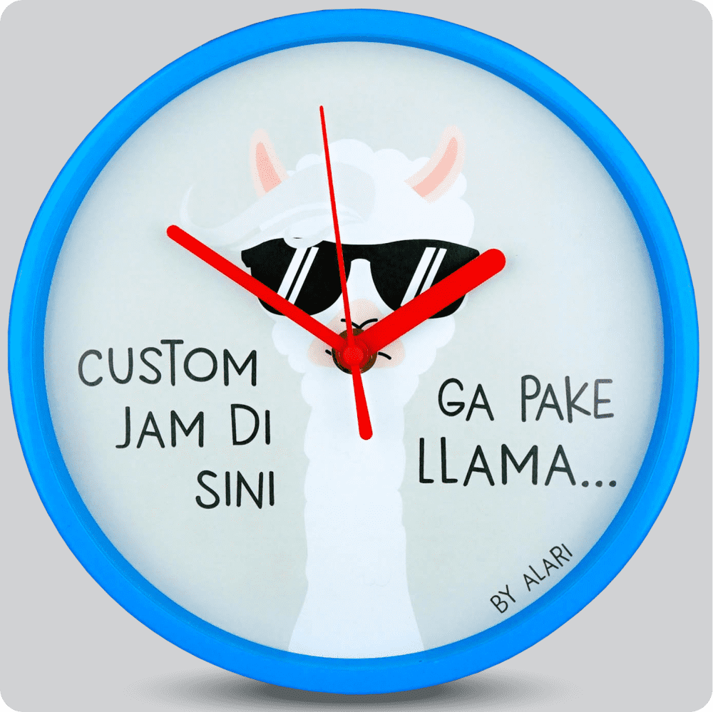 Jam Dinding Analog Custom Alari Biru &amp; Jarum 206-3 Merah MJD 5168 JDALCSTM1668-RBIRJMER206-3-M5168