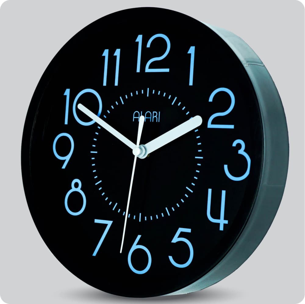 Jam Dinding Analog Polos Minimalis Alari Hitam Biru JDALARAL1221-1668HITBIR