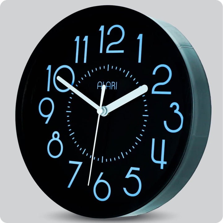 Jam Dinding Analog Polos Minimalis Alari Hitam Biru JDALARAL1221-1668HITBIR