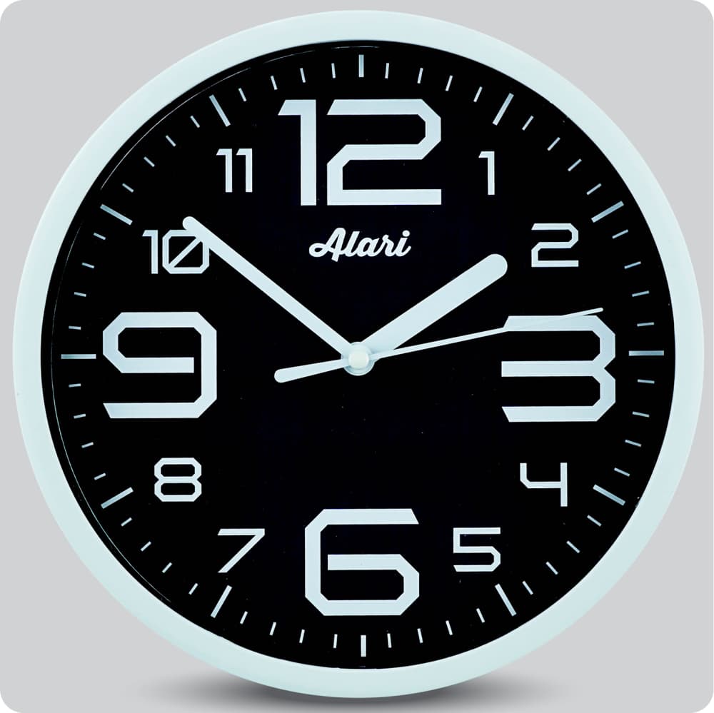 Jam Dinding Analog Polos Minimalis Alari Black JDALARAL1154BLA