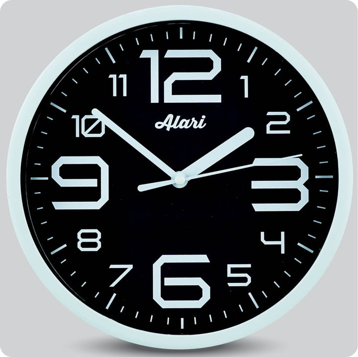 Jam Dinding Analog Polos Minimalis Alari Black JDALARAL1154BLA