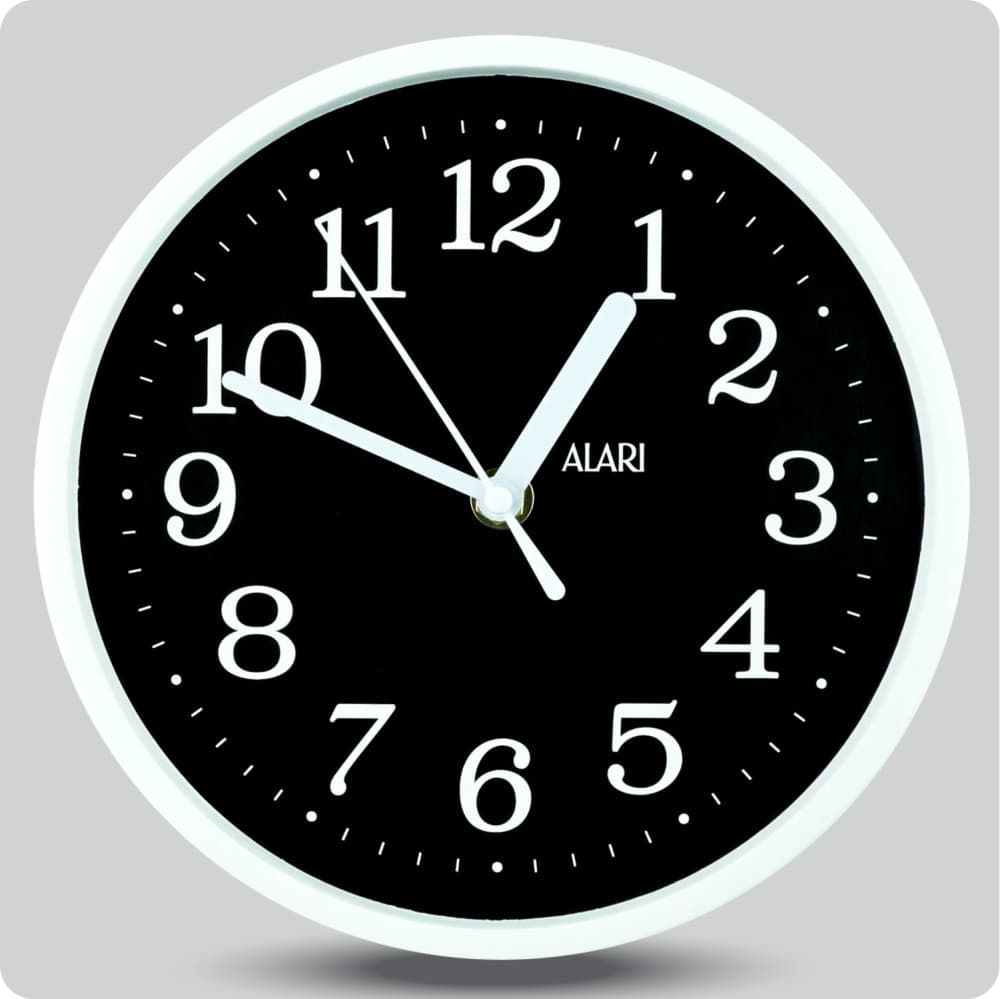 Jam Dinding Analog Polos Minimalis Alari Hitam JDALARAL1243-1668HIT