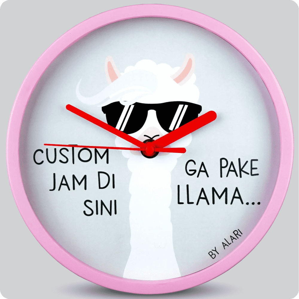 Jam Dinding Analog Custom Alari Pink &amp; Jarum 206-3 Merah MJD 5168S JDALCSTM1668-RPINJMER206-3-M5168S