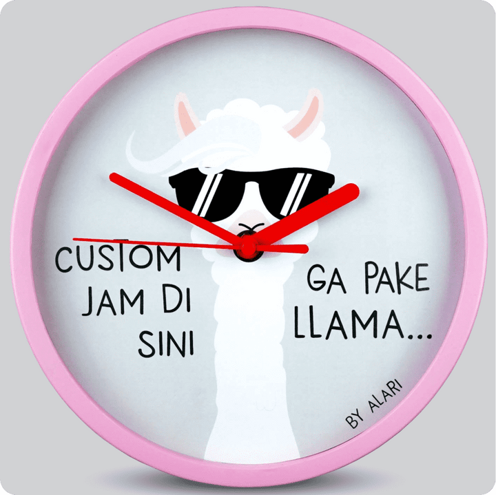 Jam Dinding Analog Custom Alari Pink &amp; Jarum 206-3 Merah MJD 5168S JDALCSTM1668-RPINJMER206-3-M5168S