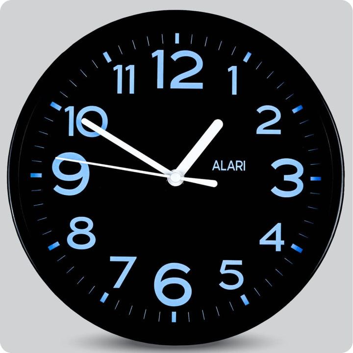 Jam Dinding Analog Polos Minimalis Alari Hitam Biru JDALARAL1172-1668BIR