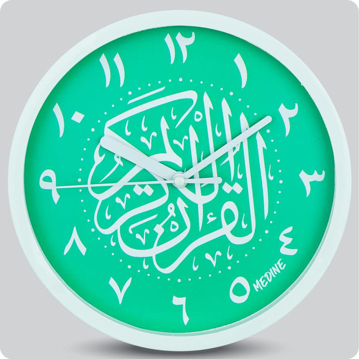 Jam Dinding Analog Kaligrafi Medine Angka Arab Hijau JDMEDIMD1134KQARHIJ