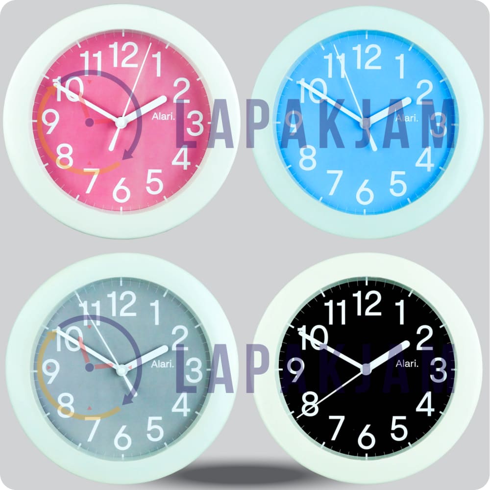 Jam Dinding Analog Polos Minimalis Alari Hitam JDALARAL1113-805HIT
