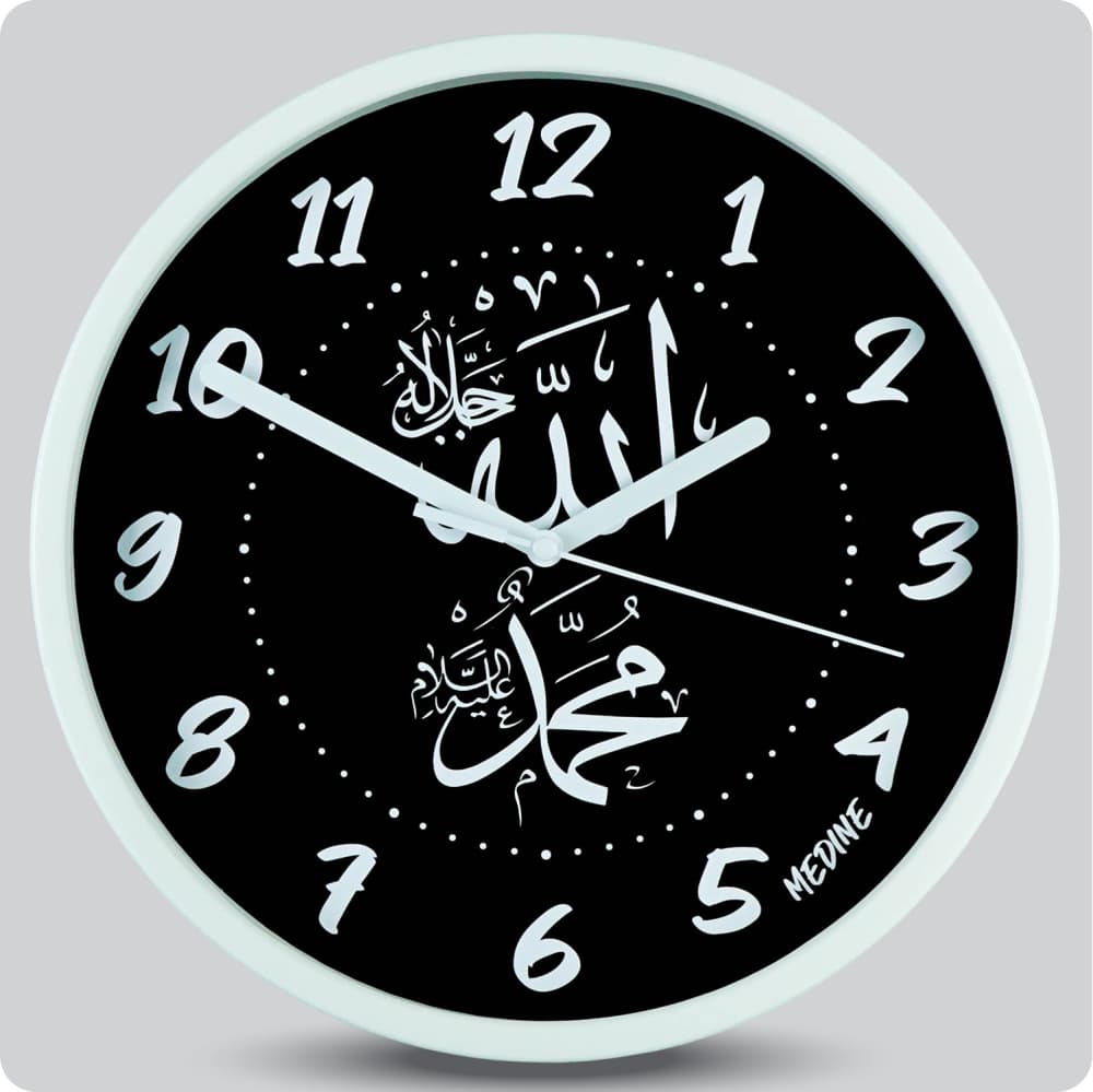Jam Dinding Analog Kaligrafi Medine Hitam 25 Cm JDMEDIMD1168-168LHIT