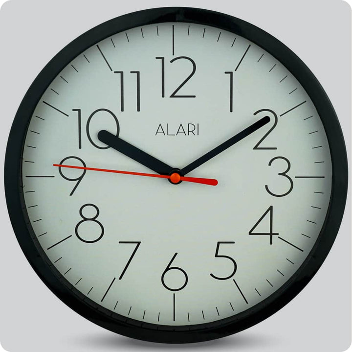 Jam Dinding Analog Polos Minimalis Alari Abu Hitam JDALARAL1188ABHIT