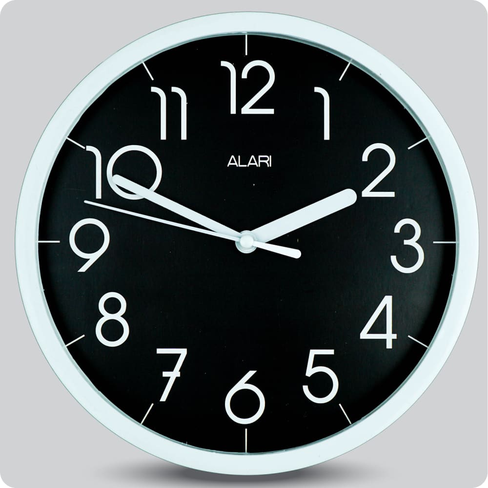 Jam Dinding Analog Polos Minimalis Alari Hitam JDALARAL1112HIT