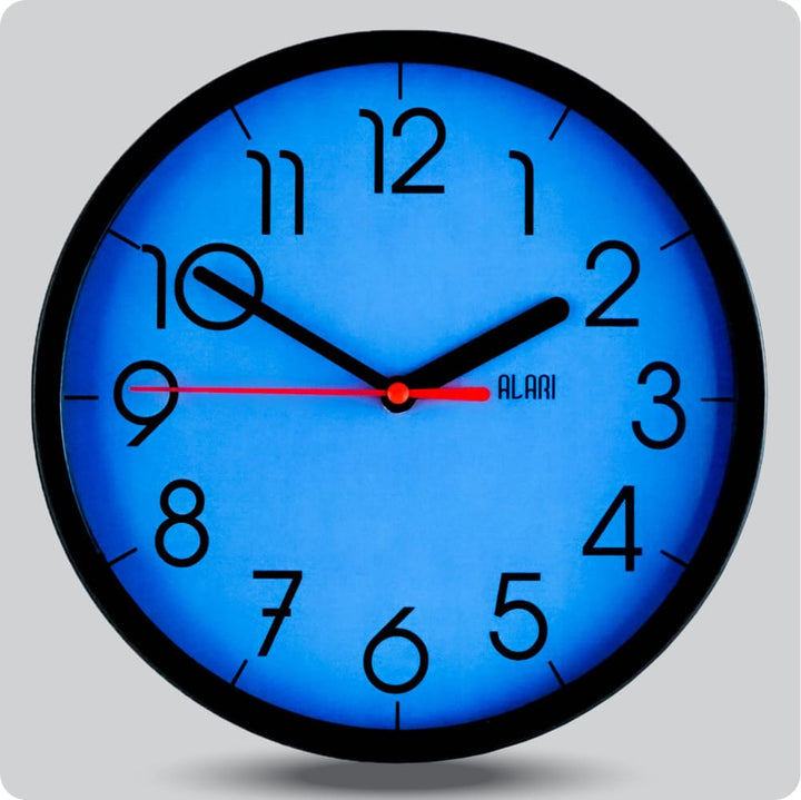 Jam Dinding Analog Polos Minimalis Alari Hitam Biru JDALARAL1236-1668HITBIR