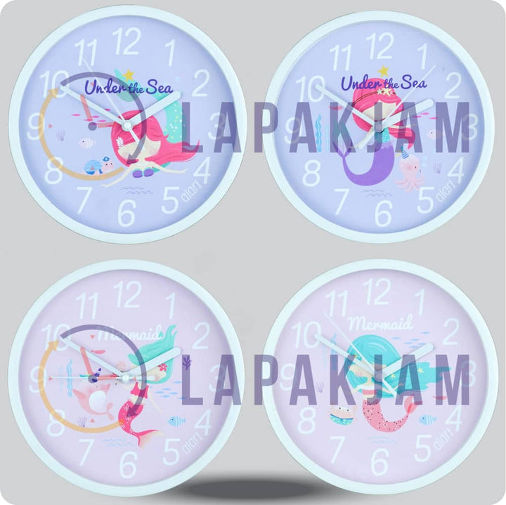 Jam Dinding Analog Karakter Anak Alari Mermaid Kepiting JDALARAL1215-1668KEP