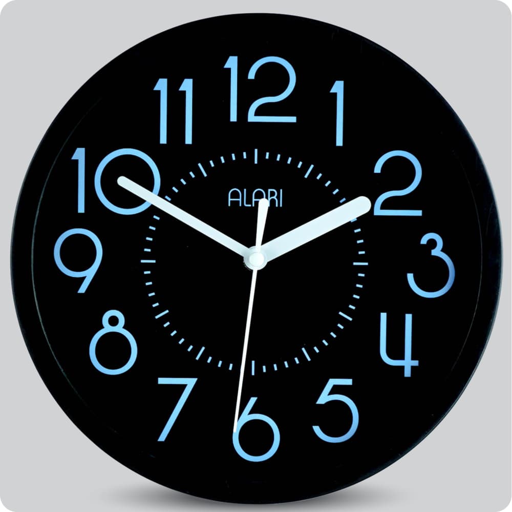 Jam Dinding Analog Polos Minimalis Alari Hitam Biru JDALARAL1221-1668HITBIR