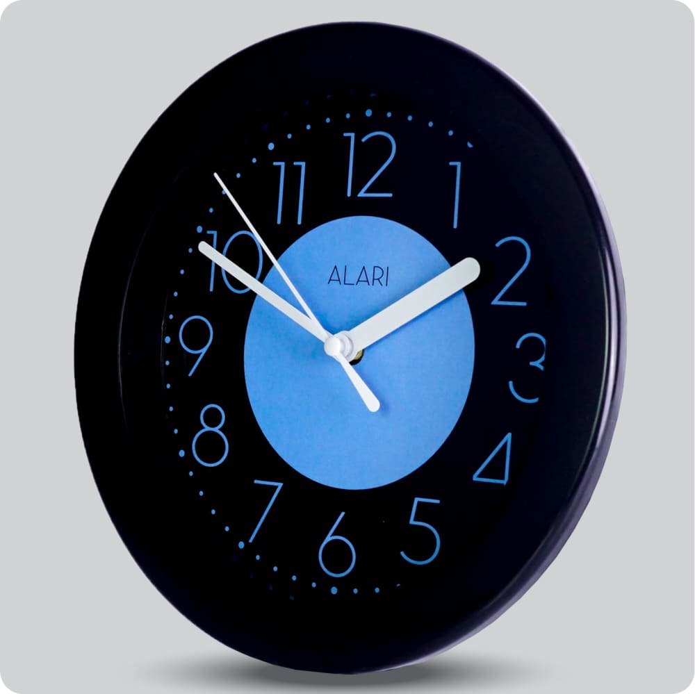 Jam Dinding Analog Polos Minimalis Alari Hitam Biru JDALARAL1183-805HITBIR