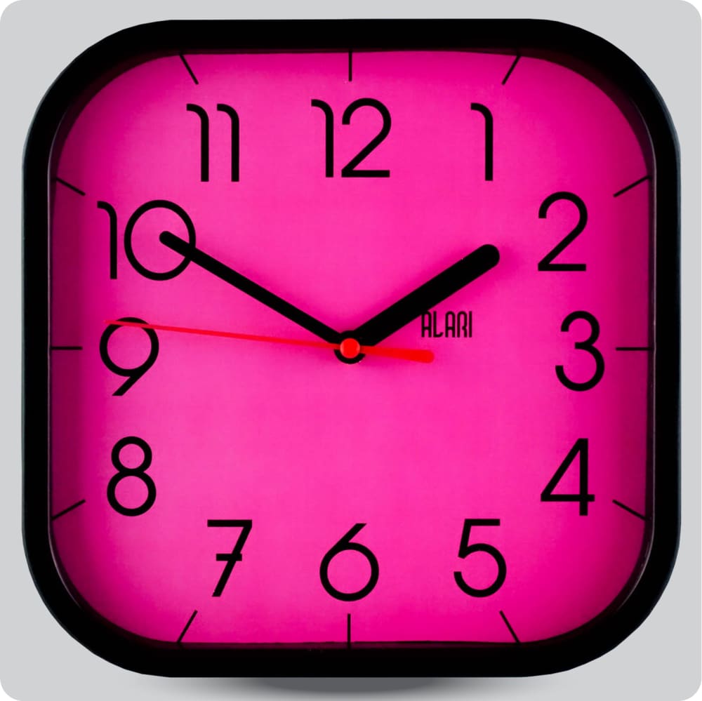 Jam Dinding Analog Polos Minimalis Alari Hitam Merah JDALARAL1236-5454HITMER