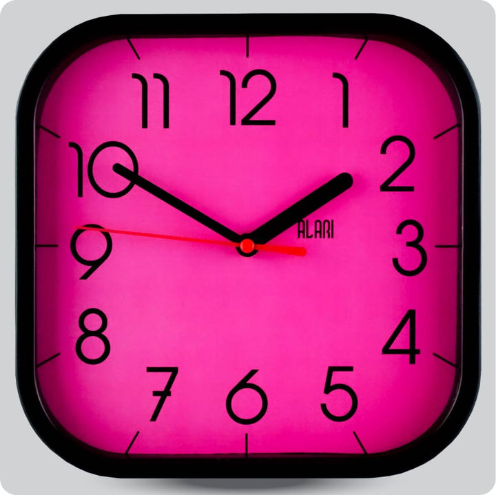 Jam Dinding Analog Polos Minimalis Alari Hitam Merah JDALARAL1236-5454HITMER