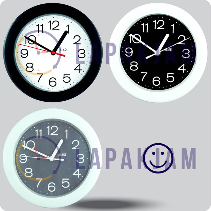 Jam Dinding Analog Polos Minimalis Alari Abu JDALARAL1247-805ABU