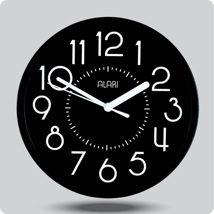 Jam Dinding Analog Polos Minimalis Alari Hitam Putih JDALARAL1221-1668HITPUT