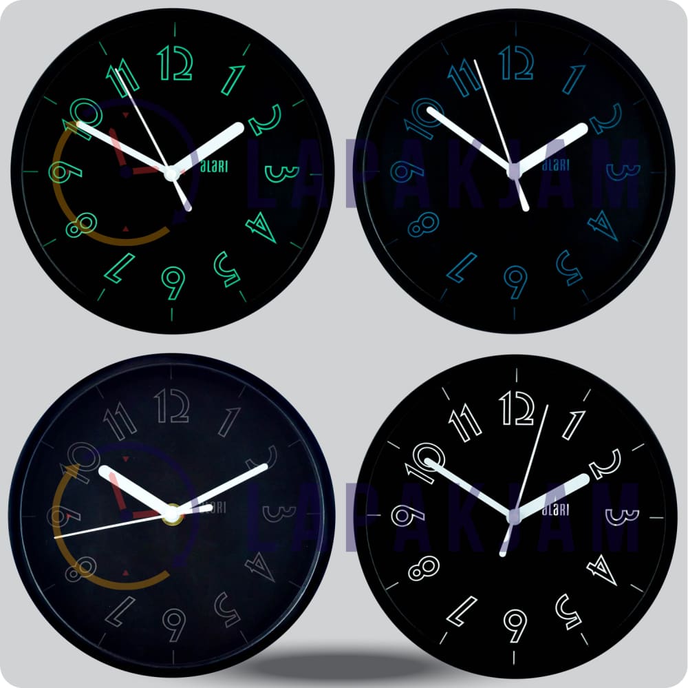 Jam Dinding Analog Polos Minimalis Alari Hitam Putih JDALARAL1240-1668HITPUT