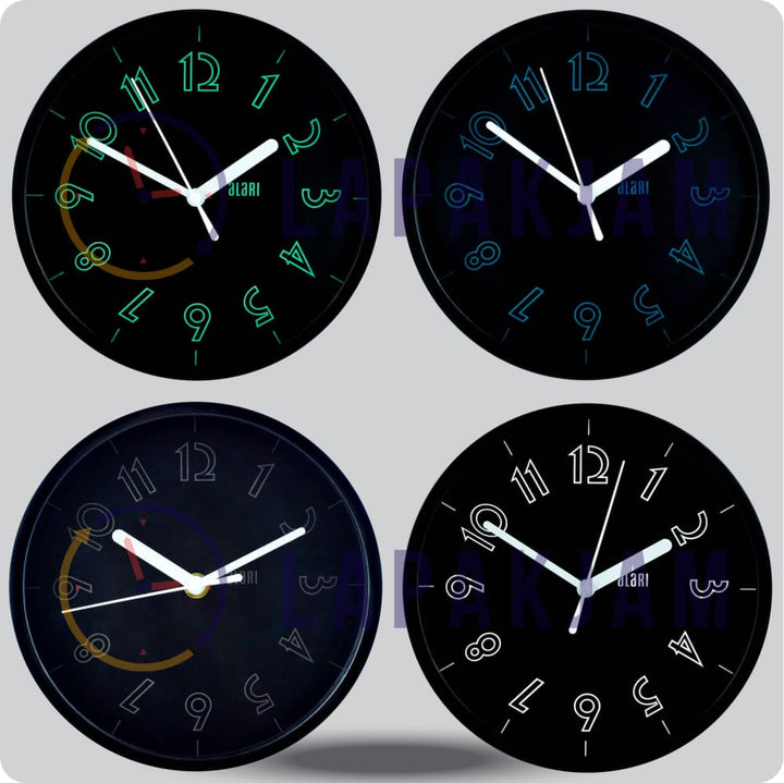 Jam Dinding Analog Polos Minimalis Alari Hitam Putih JDALARAL1240-1668HITPUT