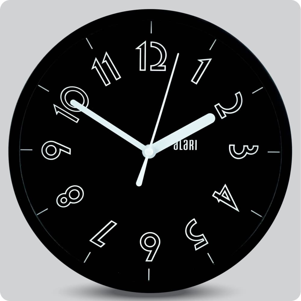 Jam Dinding Analog Polos Minimalis Alari Hitam Putih JDALARAL1240-1668HITPUT