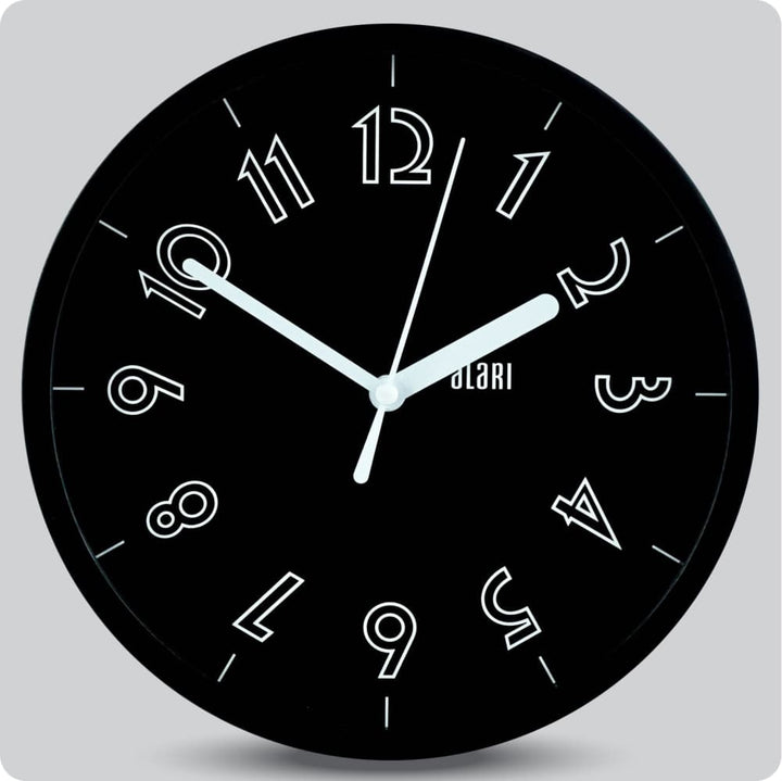 Jam Dinding Analog Polos Minimalis Alari Hitam Putih JDALARAL1240-1668HITPUT