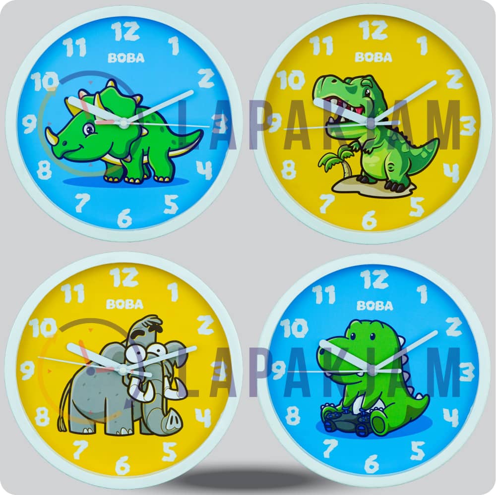 Jam Dinding Analog Animal Boba Dino Play Game JDBOBADMBB1118DPG