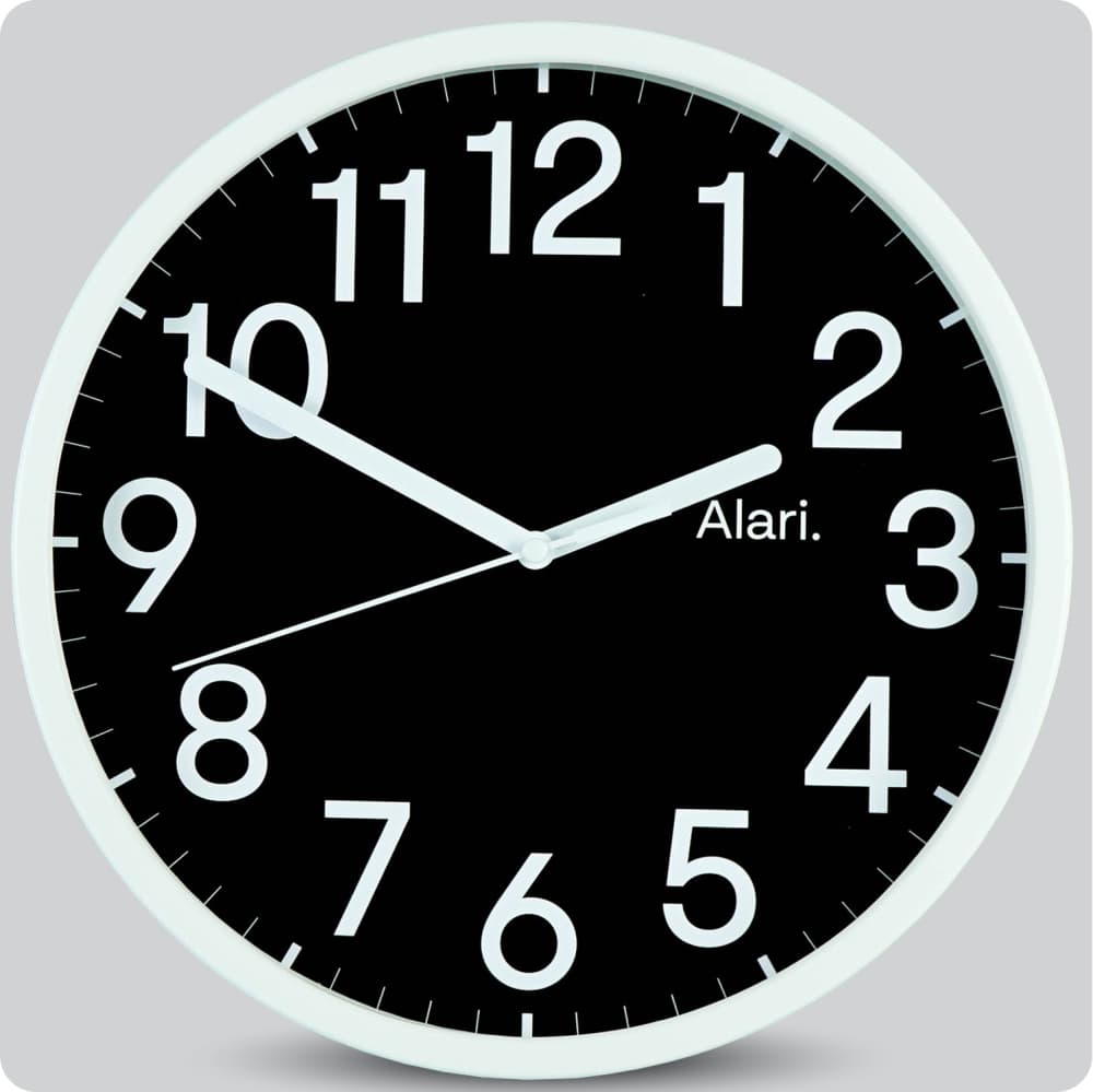 Jam Dinding Analog Polos Minimalis Alari Hitam 25 Cm JDALARAL1113-168LHIT