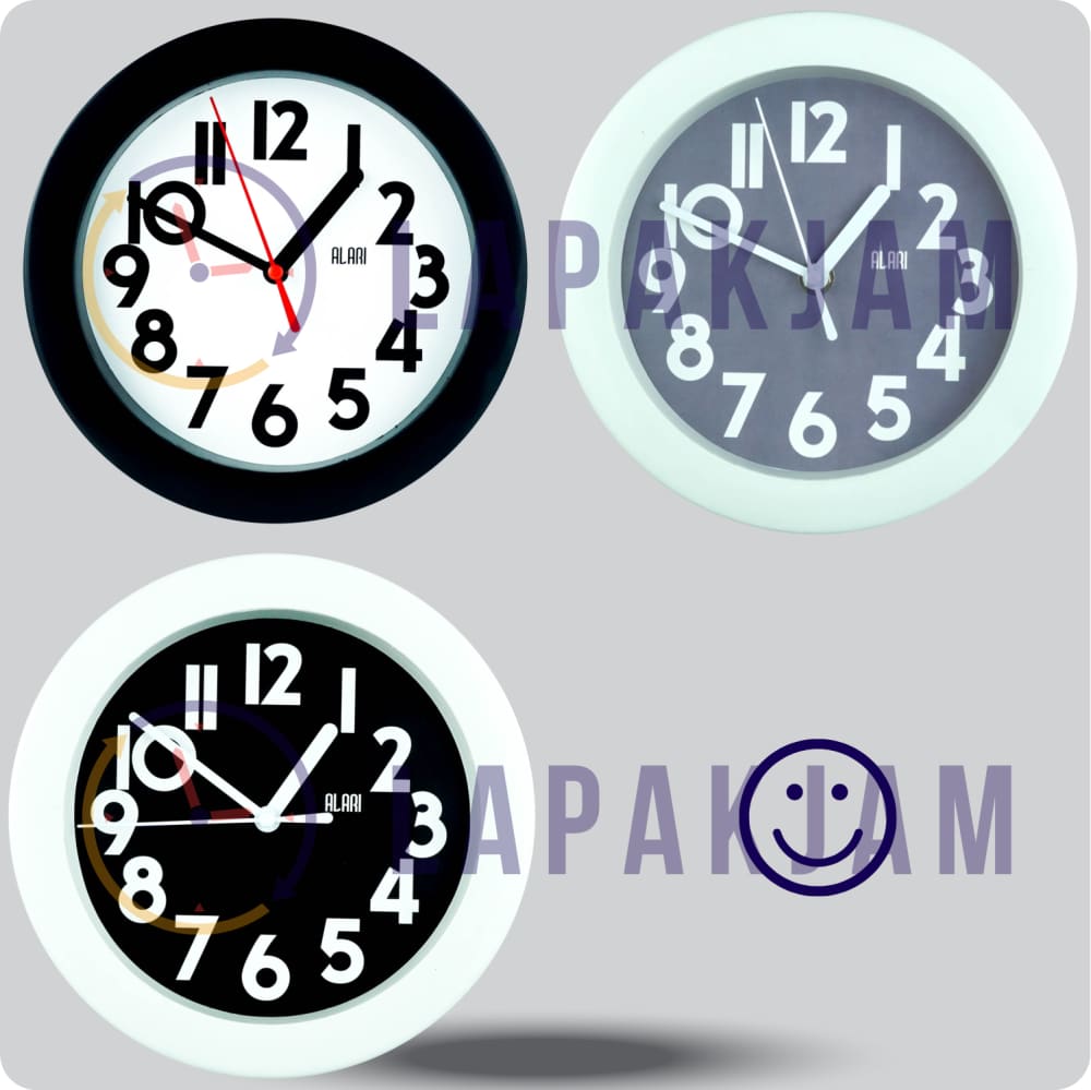 Jam Dinding Analog Polos Minimalis Alari Hitam JDALARAL1249-805HIT