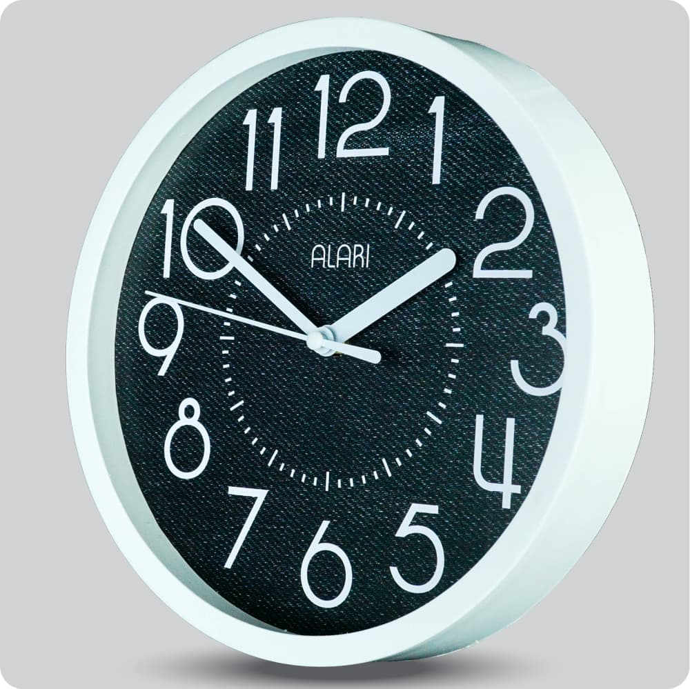 Jam Dinding Analog Polos Minimalis Alari Black JDALARAL1211-1668PBLA