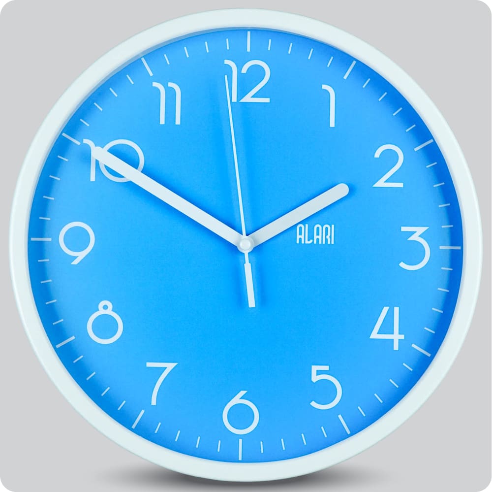 Jam Dinding Analog Polos Minimalis Alari Biru 25 Cm JDALARAL1256-168LBIR