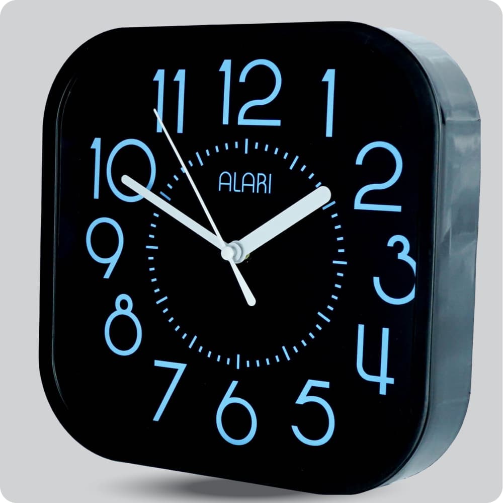 Jam Dinding Analog Polos Minimalis Alari Hitam Biru JDALARAL1221-5454HITBIR