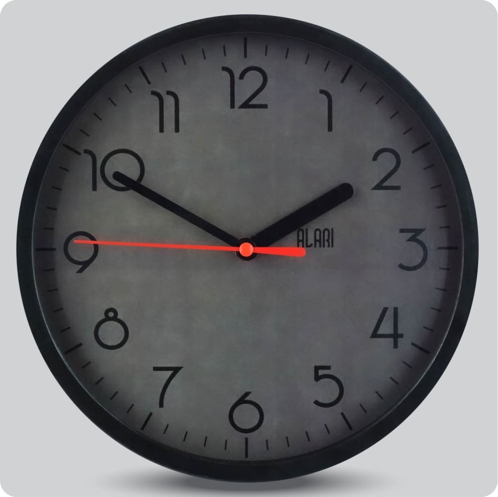 Jam Dinding Analog Polos Minimalis Alari Hitam Abu JDALARAL1241-1668HITABU
