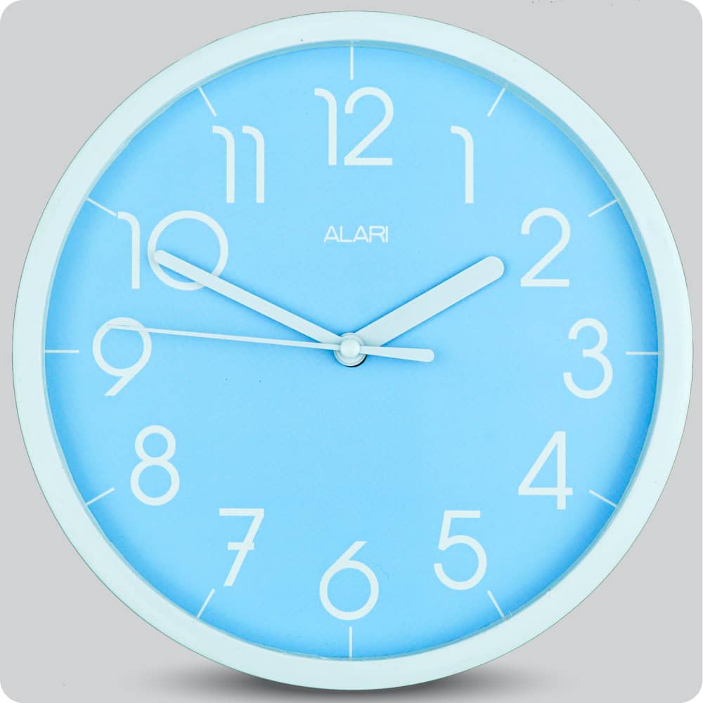 Jam Dinding Analog Polos Minimalis Alari Biru Muda JDALARAL1112BIR