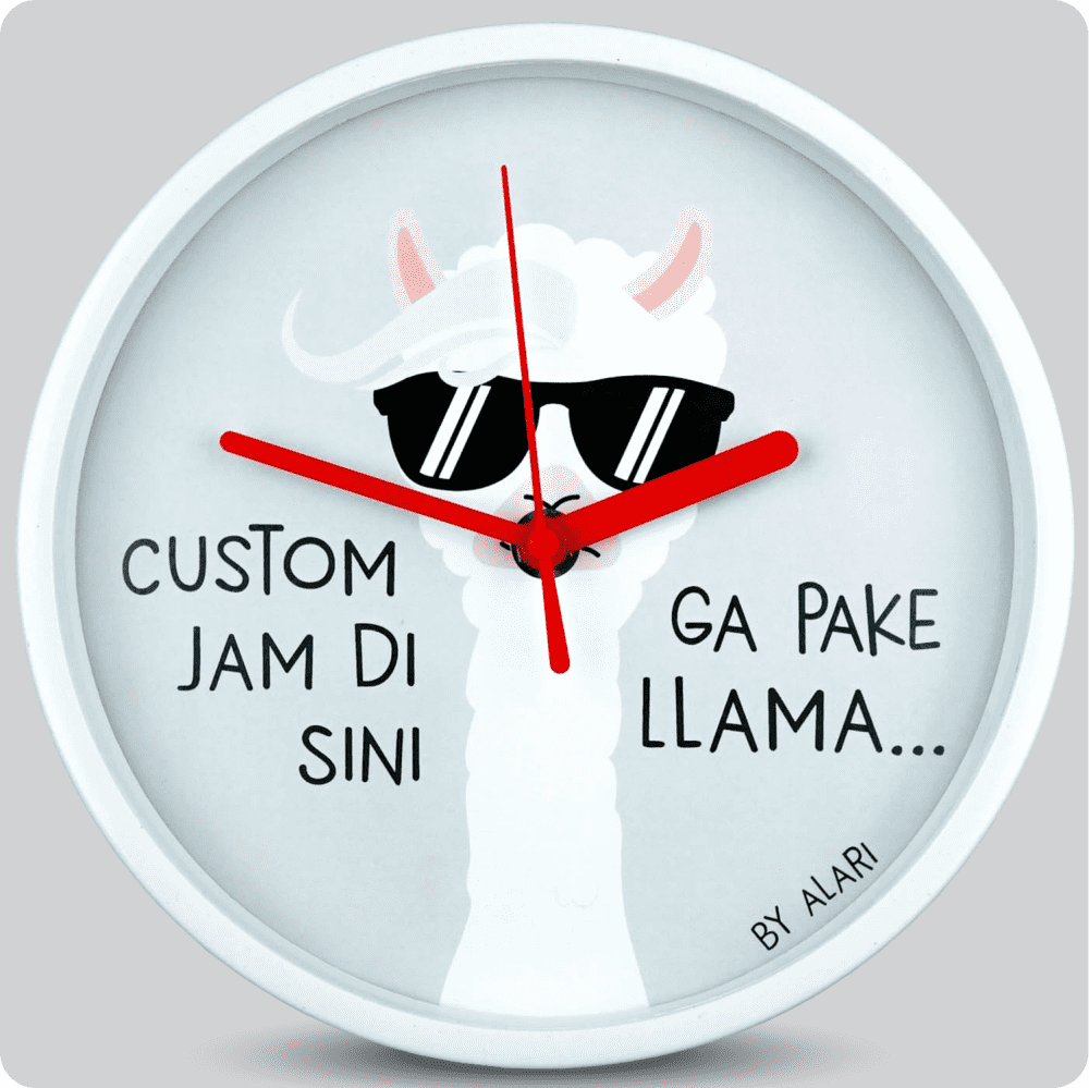Jam Dinding Analog Custom Alari Putih &amp; Jarum 1014-2 Merah MJD 5168 JDALCSTM168L-RPUTJMER1014-2-M5168