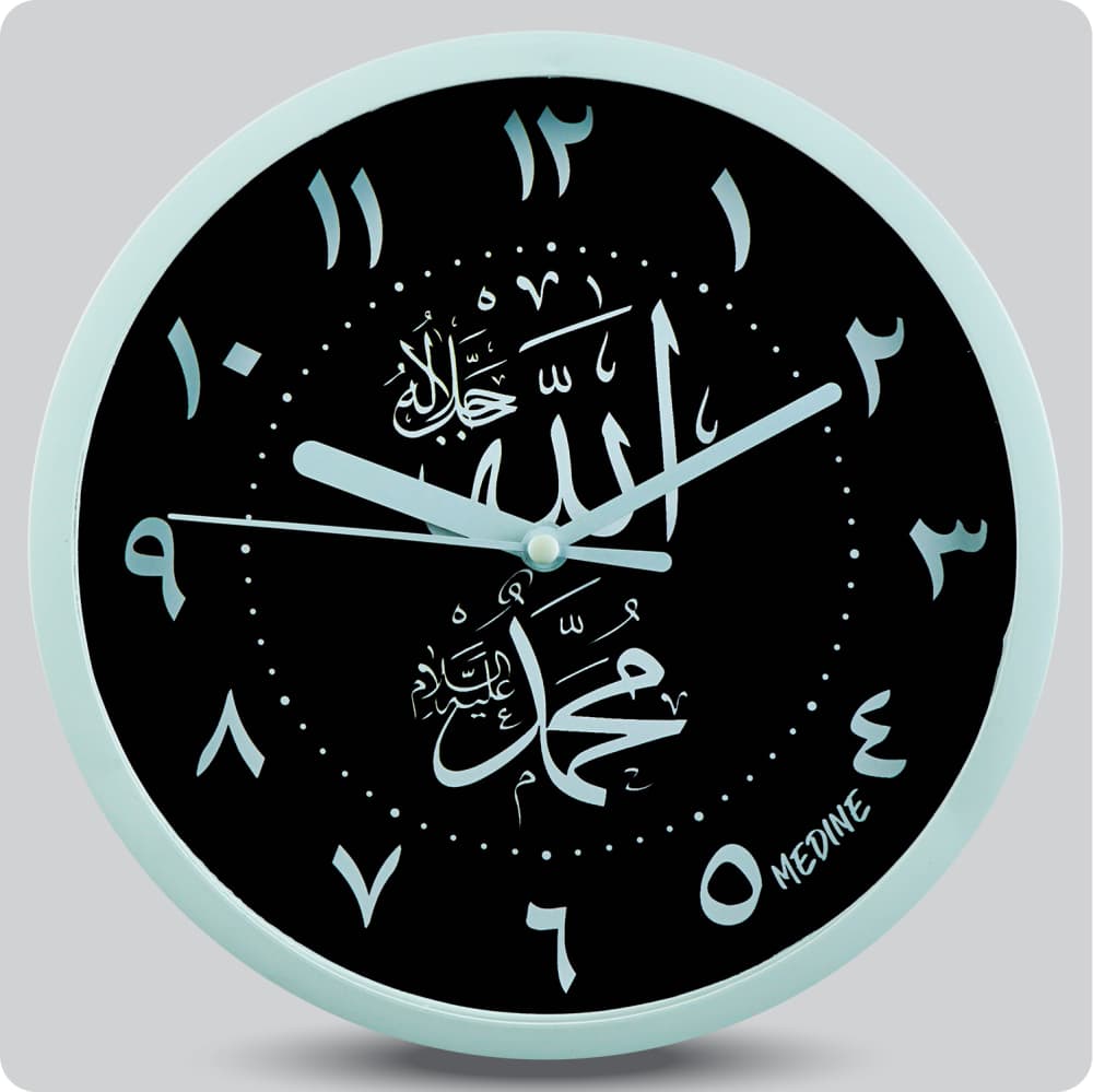 Jam Dinding Analog Kaligrafi Medine Angka Arab Hitam JDMEDIMD1168KAMARHIT