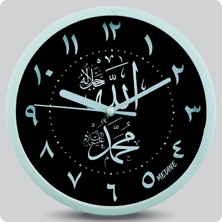 Jam Dinding Analog Kaligrafi Medine Angka Arab Hitam JDMEDIMD1168KAMARHIT