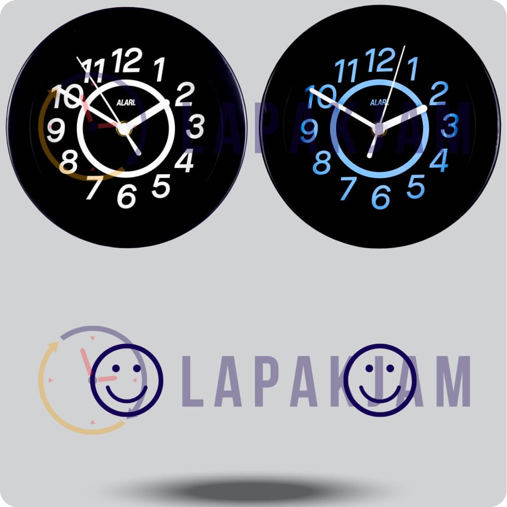 Jam Dinding Analog Polos Minimalis Alari Hitam Biru JDALARAL1181-805HITBIR