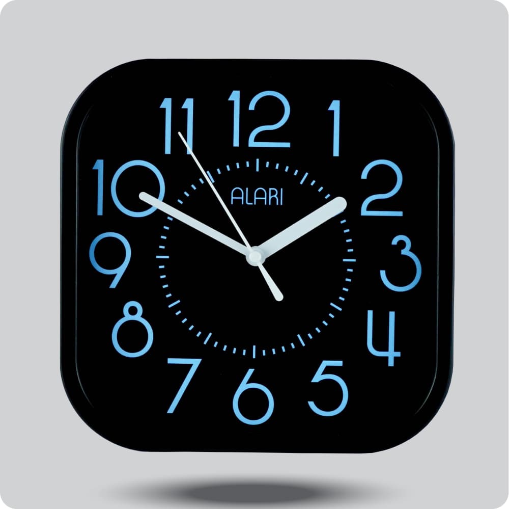 Jam Dinding Analog Polos Minimalis Alari Hitam Biru JDALARAL1221-5454HITBIR