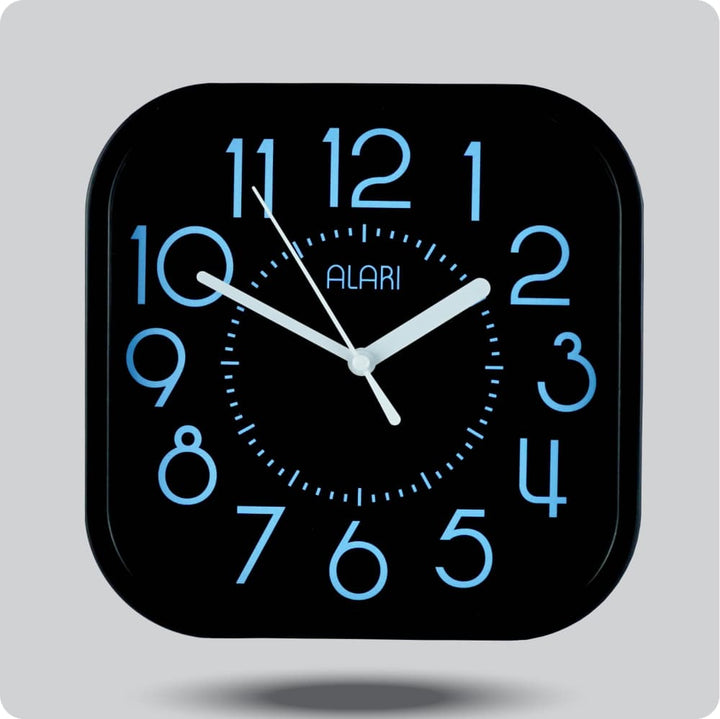 Jam Dinding Analog Polos Minimalis Alari Hitam Biru JDALARAL1221-5454HITBIR