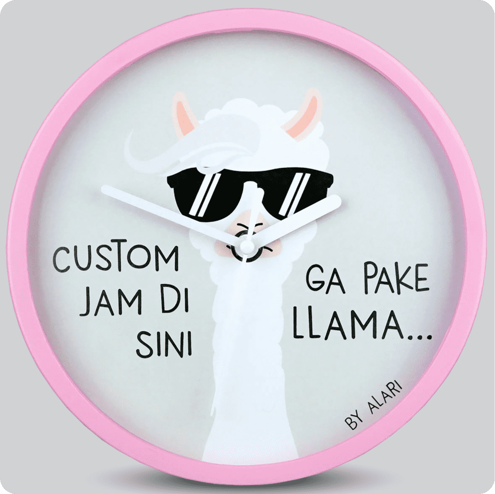 Jam Dinding Analog Custom Alari Pink &amp; Jarum 206-3 Putih MJD 5168S JDALCSTM1668-RPINJPUT206-3-M5168S