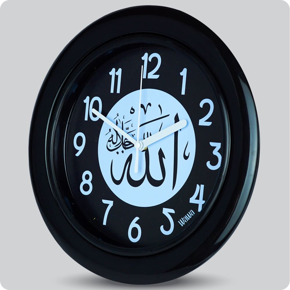 Jam Dinding Analog Kaligrafi Wawa Black Blue JDWAWAWW1181BLABLU