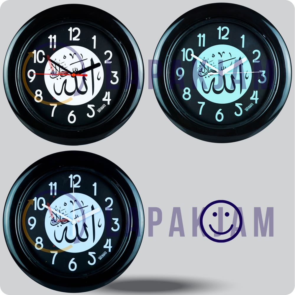 Jam Dinding Analog Kaligrafi Wawa Black Blue JDWAWAWW1181BLABLU