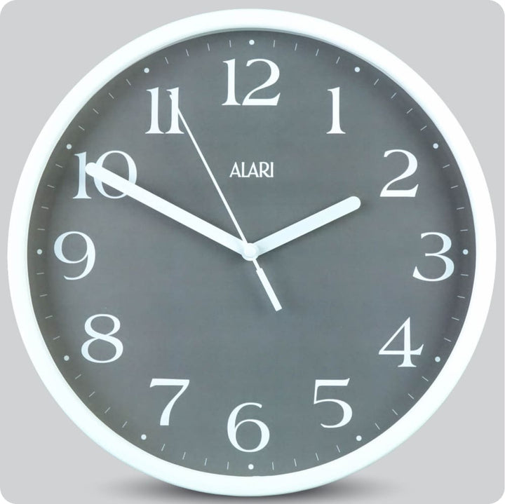 Jam Dinding Analog Polos Minimalis Alari Abu 25 Cm JDALARAL1242-168LABU