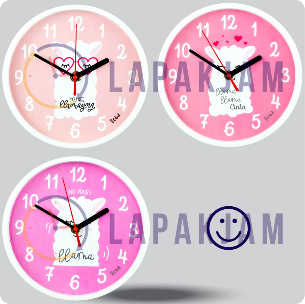 Jam Dinding Analog Karakter Anak Boba No Prob Llama JDBOBABB1102-1668LPRO